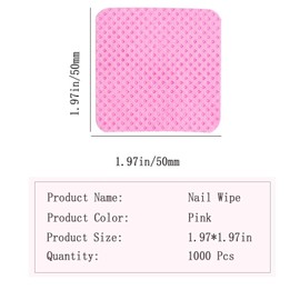 Lint Free Nail Wipes, 1000 PCS Nail Wipes for Gel Nails Lint Free, Non-Woven Fabric Nail Cleaning Pads, Lint-Free Lash Glue Nail Wipes, Nail Polish Remover Wipes for Lash Extension Supplies (Pink)