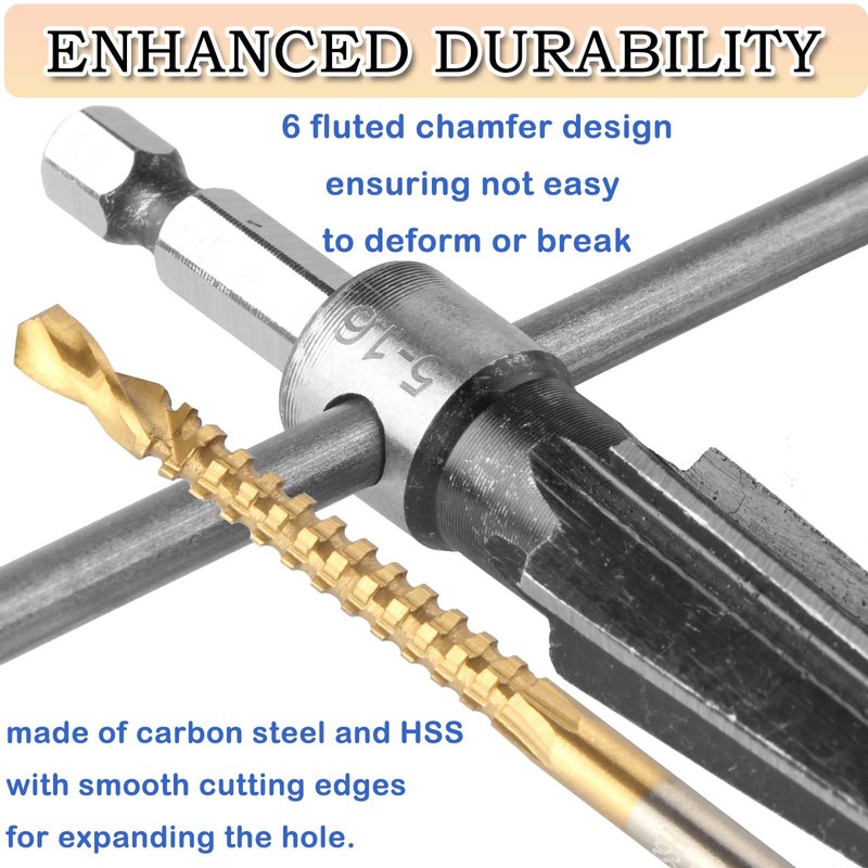 JONMON Tapered Reamer Set and Side Cutting Drill Bit, 3-13mm