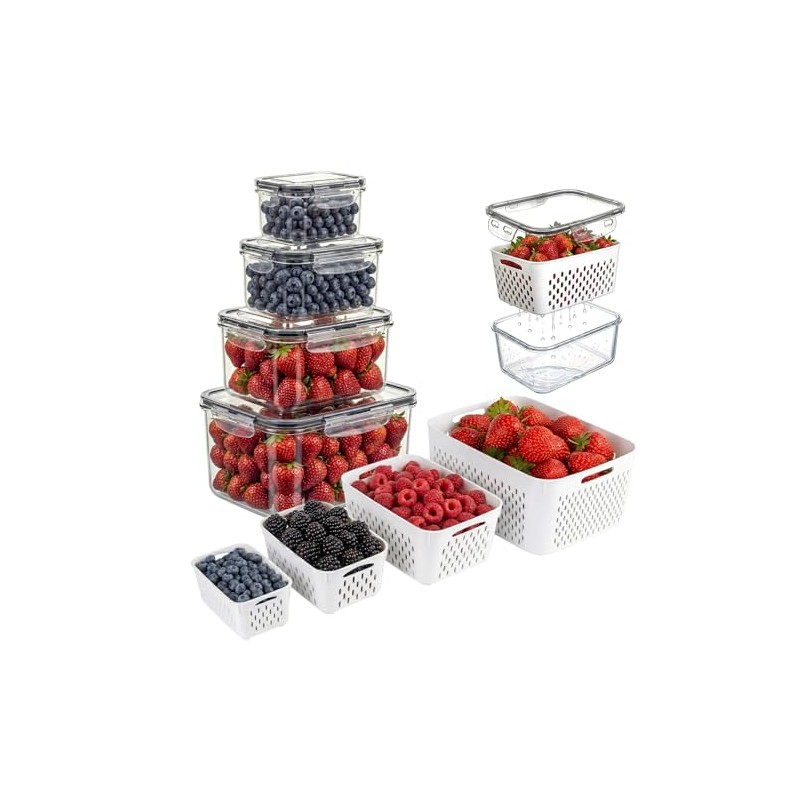 Runhike - Berry keeper Fruit Storage Containers for Fridge with