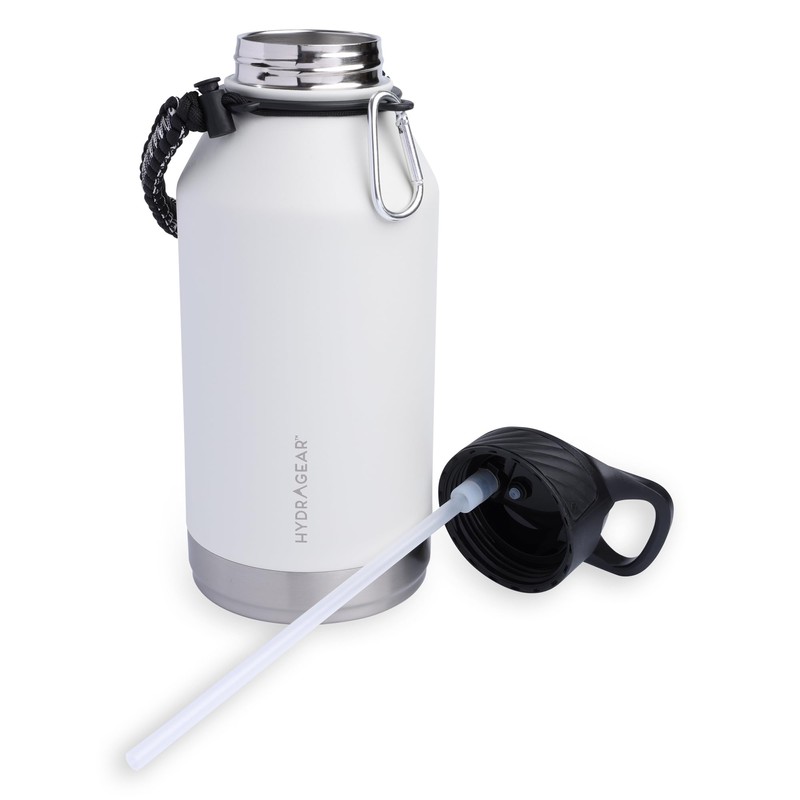 Hydragear Zenith Straw Stainless Steel Bottle with Carabiner, Compass, Signal