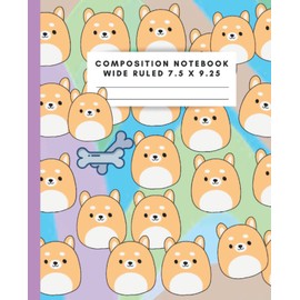 Composition Notebook Wide Ruled – 7.5 x 9.25: Kawaii Corgi Dog Single Subject Exercise Book for School, College or Home