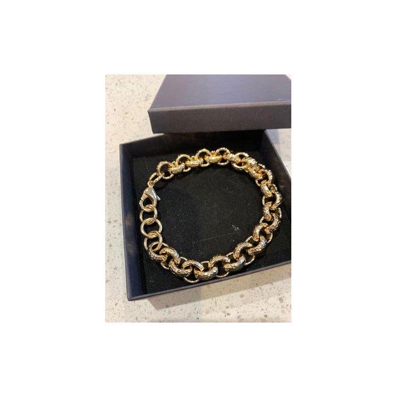 12mm Gold Filled Diamond Cut Pattern Belcher Bracelet