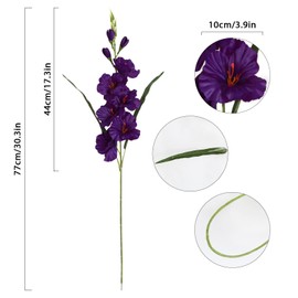 IPOPU 10 PCS Gladiolus Artificial Flowers 30.3 in Gladiolus Flowers Silk Gladiolus Flowers with Stems Artificial Gladiolus Flowers Faux Gladiolus for Home Wedding Office Decoration(Dark Purple)