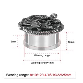 POBAISITER 1 Pair Stainless Steel Ear Gauges Tunnels Ouroboros Snake Eat Tails Silver Vintage 2g-1 Inch Double Flare For Men For Women, 25mm(1"), Metal, sandstone