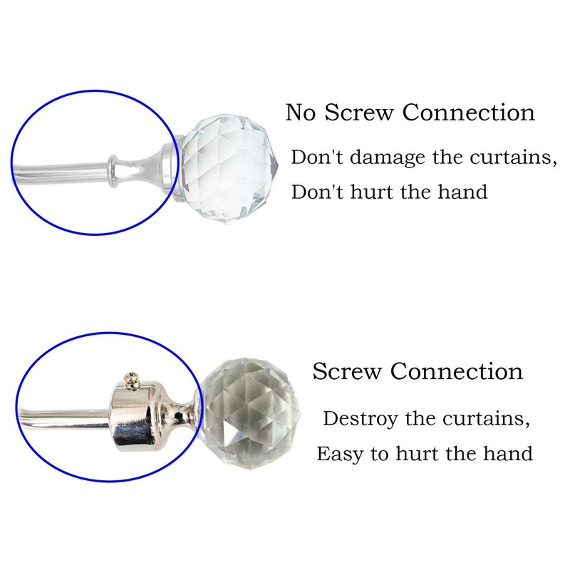BlueXP 2 Pack Metal Curtain Holdback Hook Crystal Ball U-Form