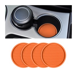 XINLIYA Car Cup Holder Coaster, 4 Pack 2.75 Inch Diameter Non-Slip Universal Insert Coaster, Durable, Suitable for Most Car Interior, Car Accessory for Women and Men (Orange)