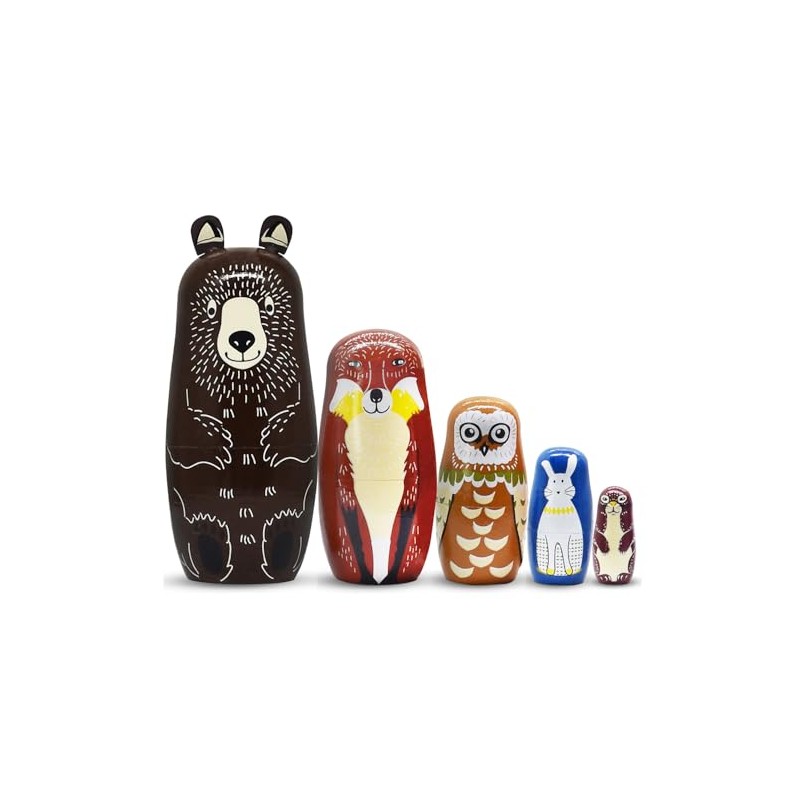 ELUTONG Traditional Russian Nesting Dolls - Wooden Bear Matryoshka Nested