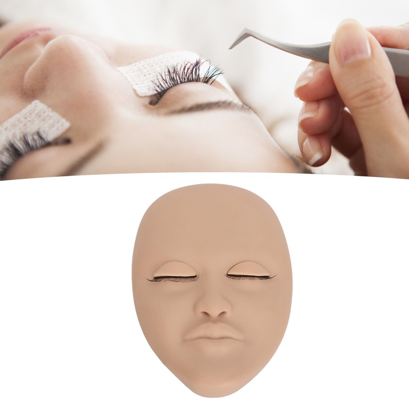 Eyelash Extension Mannequin Head with 6 Pair Replacement Eyelids Soft