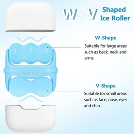 Ice Roller for Face, Double Ended Facial Ice Roller with Travel Case, Facial Skin Care Tools with 2 in 1 Roller, Cryotherapy Ice Roller Massager to Relieve Migraine Pain, Eye Puffiness, Redness, Pain