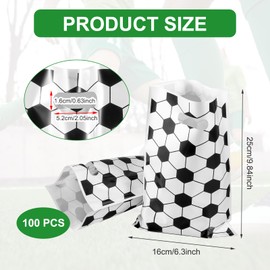 100 Stück Fußball Papiertüten, Fußball Party Taschen Kunststoff Goodie Bags, Fußball Geburtstag Geschenk Taschen, Candy Tüten zum Verpacken von Geschenken, Giveaways, Kindergeburtstag, Party, usw