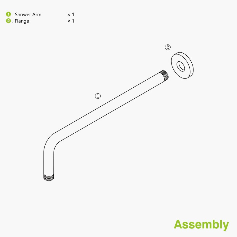Naiture L Shaped, Corner Shower Head Extension Arm with Flange,
