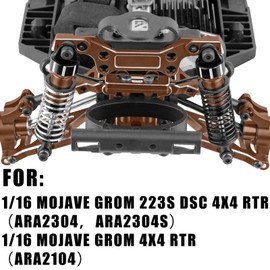 hopsupRC Upgrades Part for 1/16 Mojave Grom 223S DSC 4X4 RTR,1/16 Mojave Grom 4X4 RTR,Aluminum Front and Rear Wide Sway Bar Kit & RC Suspension Arms Hops Up,Replace (ARA330839+ARA330840),Bronze