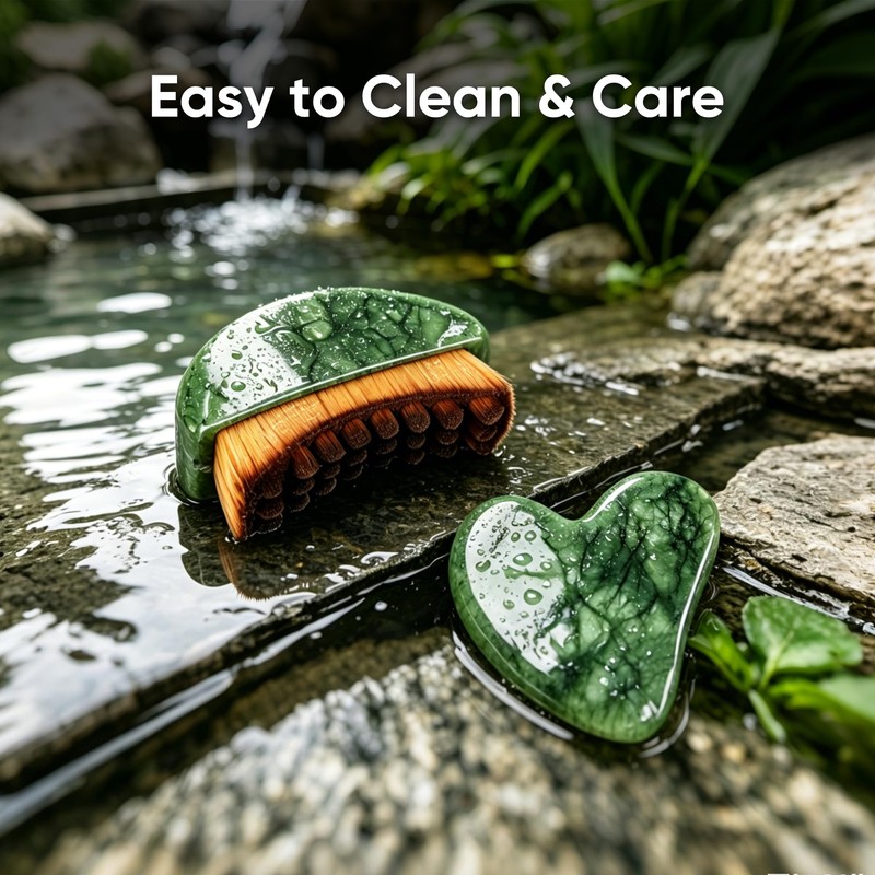 Lymphatic Contour Brushes & Jade Gua Sha Set, 2 in