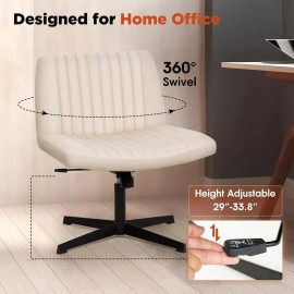 No brand Criss Cross Chair Legged Office Wide Comfy Desk Seat, No Wheels Armless Computer