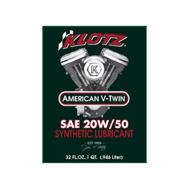 Klotz 20W/50 Synthetic Motor Oil Change Kit for Evolution Sportster 1986-2022, Primary Chain Case Lubricant, 1 Chrome Filter, 2 Cometic Drain Plug O-Rings – 4 Quart Premium Kit