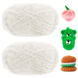 Uiopa Sponge Yarn, 200 g (2 x 100 g, 2 x 200 m) Glitter Washing Up Sponge Yarn, Crochet Bubble Yarn, Fluffy Sponge Wool Yarn for Crocheting, Knitting, Dishcloths, Bath Sponges, Decoration, DIY Crafts