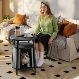 VIXZEN Litter Box Enclosure Premium Resin Cat Litter Box Furniture Hidden Litter Box with Spacious Storage, Easy to Clean PP Material for Indoor/Outdoor Use (Black)