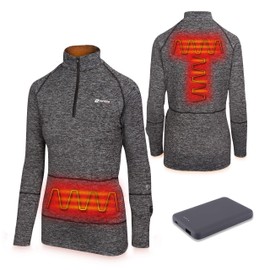 Venture Heat Women's Heated Shirt with Battery Pack - 9 Watt Electric Thermal Underwear Warm Base Layer, 1/4 Zip Nomad (S, Charcoal)