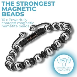 Willis Judd Magnetic Hematite Bracelet - Beaded Magnetic Bracelets for Men and Ladies (8mm Bead Black)