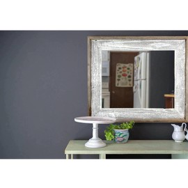BARNWOODUSA 16x20 Mirror Large Farmhouse Rectangular Wall Outer Dims 23x27 Reclaimed Wood Decor: Bathroom, Vanity, Living Room Can Hang Horizontal or Vertical Whitewash
