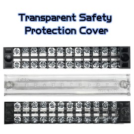 Tmyjfjingxi 4 Sets 12 Positions 600V 15A Terminal Blocks Ground Circuit Dual Row Bus Bar Wire Screw Terminal Block Kit with Cover 600V Pre Insulated Terminal Strip WW004-1512