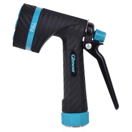 Gilmour Heavy Duty Graphite Rear Control Garden Hose Nozzle with 5 Pre-set Spray Patterns and Swivel Connect