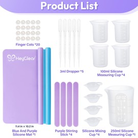 HeyClear Silicone Measuring Cups Kit for Epoxy Resin 250&100ml Mixing Cups