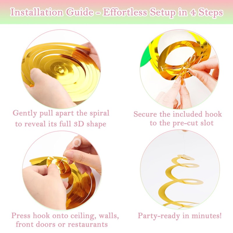 Blue Hanging Swirls Party Decorations 30 pcs Ceiling Swirl Foil