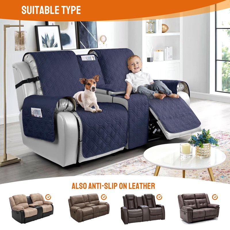 VANSOFY Loveseat Recliner Cover with Console 100% Waterproof Sofa Slipcovers
