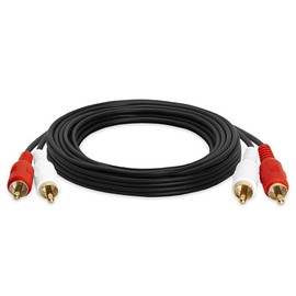 Cmple-2 RCA to 2 RCA Cables 12ft, Male to Male RCA Cable Stereo Audio Speaker Cable RCA Red and White Cables Double RCA Subwoofer Cable for Car Stereo, Home Theater, Audio Mixer, Amplifier-Black
