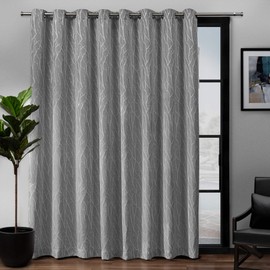 Exclusive Home Curtains Forest Hill Woven Blackout Grommet Top Single Curtain Panel, 108X84, Ash Grey