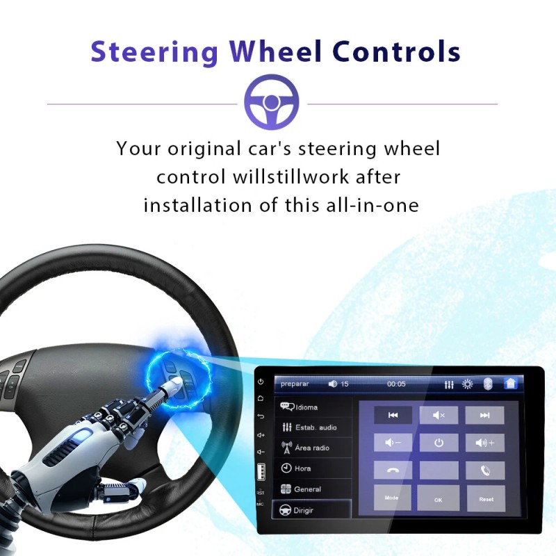 Camecho 9" Single 1 Din Car Stereo Radio Bluetooth FM