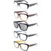 Eyekepper 5 Pack Spring Hinges Large Square Frame Reading Glasses