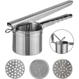 Potato Press Spaetzle Press Stainless Steel with 3 Perforated Discs 14073