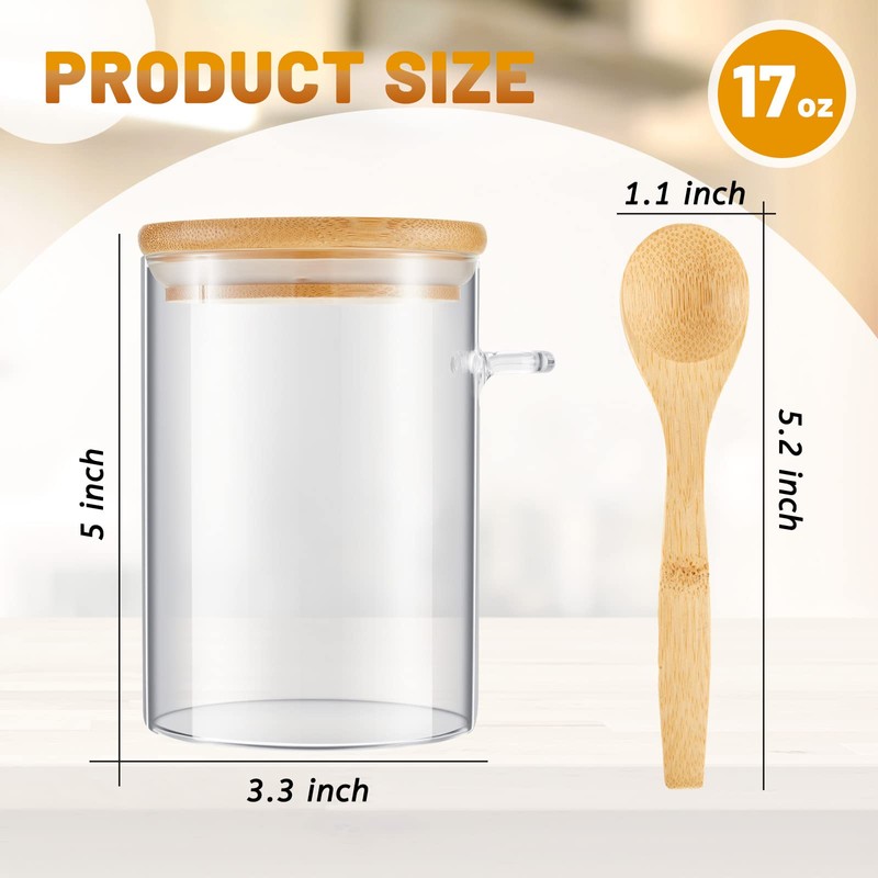 Tessco 8 Set Glass Jars with Bamboo Lids and Spoons