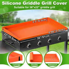 LOPNUR Silicone Grill Cover 36 Inch for Blackstone Griddle, Upgraded Full Edge Heavy Duty Food Grade Silicone Mat for Blackstone Griddle Accessories, Protects Outdoor Grill from Dust and Rust Yearly