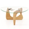 Tangkula Triangle Glass Coffee Table, Mid-Century Modern Center Table with