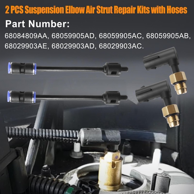 2PCS Suspension Elbow Air Strut Repair Kits with Hoses Compatible