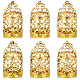 Nuptio - 6 piezas pequeñas de metal para colgar en jaula de pájaros, centros de mesa decorativos clásico para bodas, fiestas, color dorado