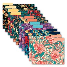 MARBOL Stores 12pcs Decorative File Folders Letter Size, Office Supplies, Decorative Manila 1/3 Cut tap, Pretty File folders, Cute Folders with Colorful Floral Patterns