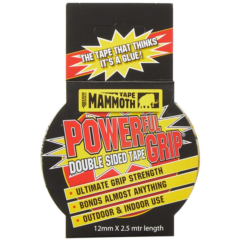 Everbuild Mammoth Powerful Grip Tape, Reinforced Double Sided Tape, Clear,