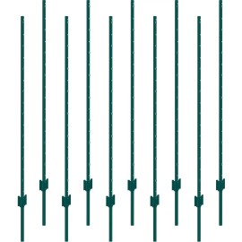 5 Feet Heavy-Duty Green Metal Fence Posts 10-Pack T-Post for Fencing Trellis & GatesQuantity: 10-Pack, Length: 5 ft