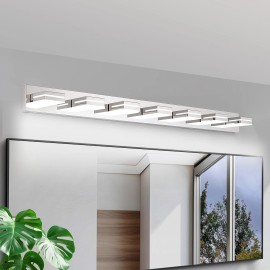 7-Light LED Modern Bathroom Vanity Light Fixture Matte Chrome Modern Acrylic Bathroom Wall Lighting Over Mirror Cool White 6000KLamp Power(W): 54