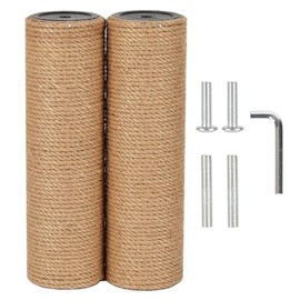 ECCIBOUN 7.4cm 2.91in Diameter Cat Tree Scratching Post Replacement Jute Pole Parts for Cat Tower (9.84in/25cm, M10*2poles)