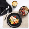 YARRGGU 24pcs Matte Black Dinnerware Set, Plates Bowls & Cups,