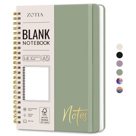 ZOTIA Blank Spiral Journal Notebook for Women, A5 Blank Notebook Journals for Writing, Hardcover Notebooks for Work, Note taking and Office School Supplies,140 Pages - Green