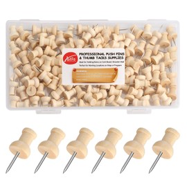 Yalis Wood Push Pins 120 Pcs,Decorative Wooden Thumb Tacks for Corkboard and Bulletin Board (120 Standard Pins)