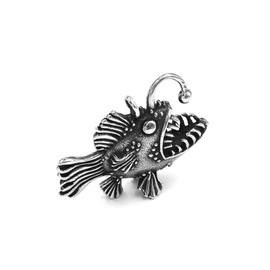 Fantasy Forge Jewelry Anglerfish Necklace Womens Mens Stainless Steel Black Seadevil Nautical Pirate Pendant