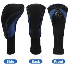 Number-one Golf Club Head Covers for Fairway Woods Driver Hybrids, 3Pcs Long Neck Mesh Golf Club Headcovers Set with Interchangeable No. Tags 3 4 5 6 7 X (Blue)