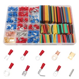 AEDIKO 678pcs Electrical Connector Kit 350Pcs Crimp Connector and 328Pcs Heat Shrink Tube 1/2/3/4/6/8/10/14mm Spade Ring Fork Piggy Male Female Copper Insulated Wire Connectors Crimp